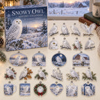 Snowy Owl advent calendar box with 24 themed flat printed acrylic charms