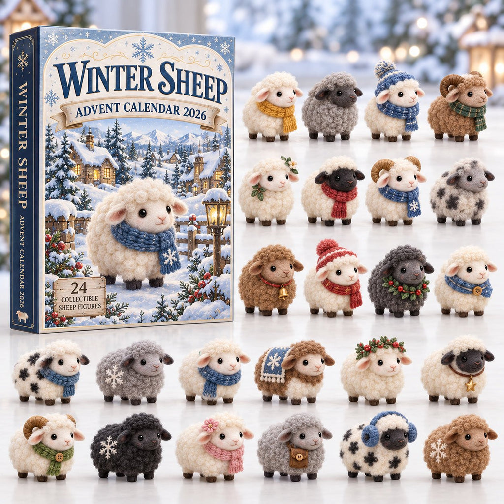 Snowy Village Winter Sheep advent calendar