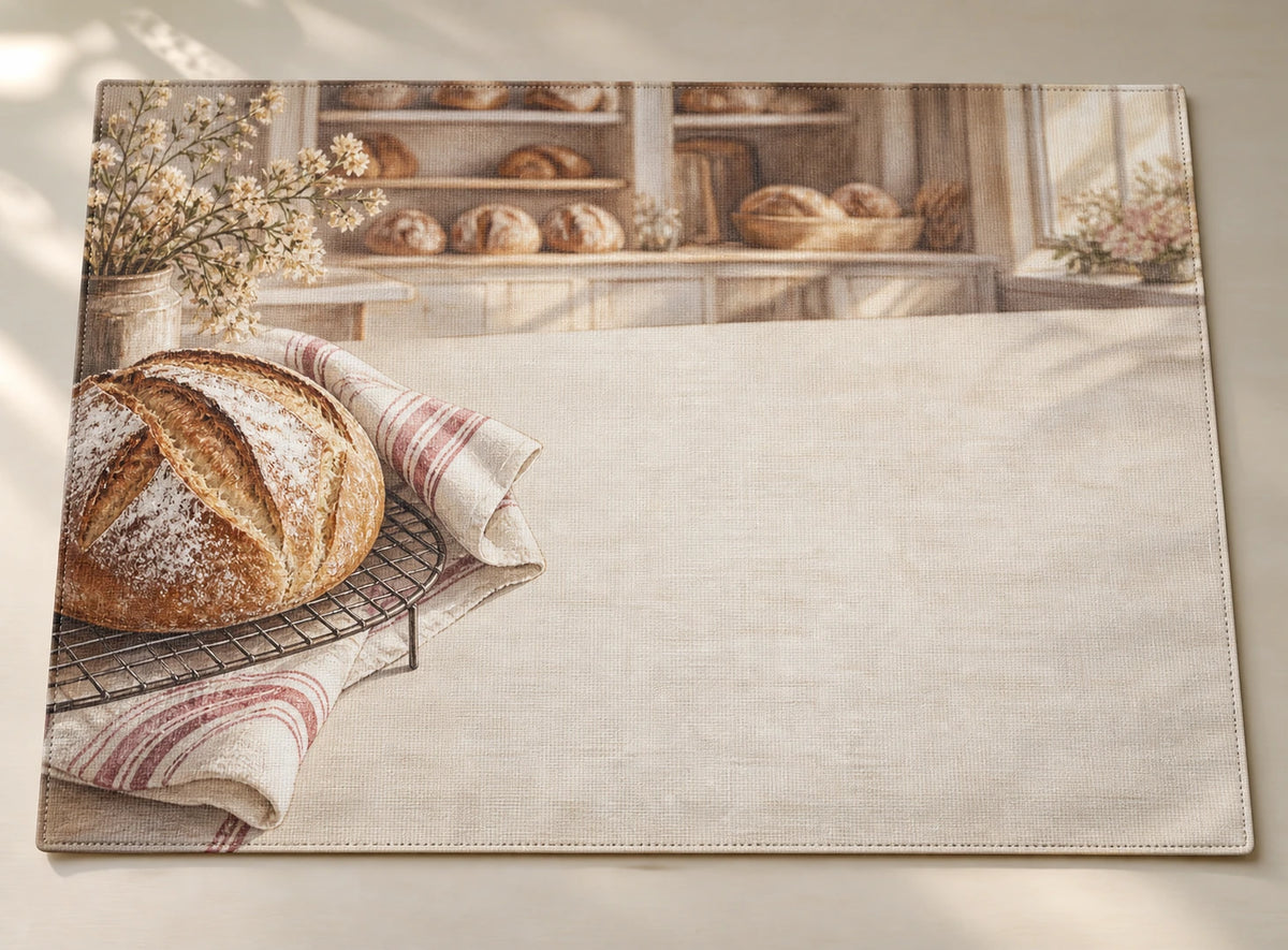 Sourdough Loaf Cooling Rack Placemat with printed dimensional artwork
