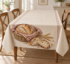 Sourdough Market Basket Tablecloth with printed scored crust and bread-slice depth
