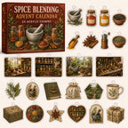 Spice Blending advent calendar box with24 kitchen-themed printed acrylic charms