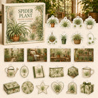 Spider Plant advent calendar box and 24 botanical-themed printed acrylic charms