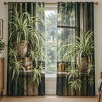 Spider Plant Rainy Window Window Curtains with printed dimensional artwork