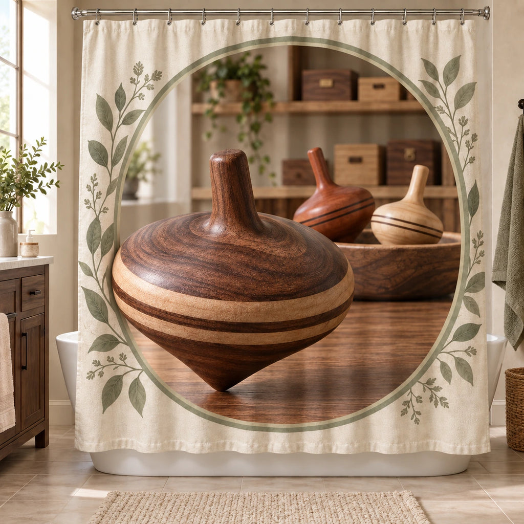 Spinning Top Collection Shower Curtain with original printed optical 3D artwork