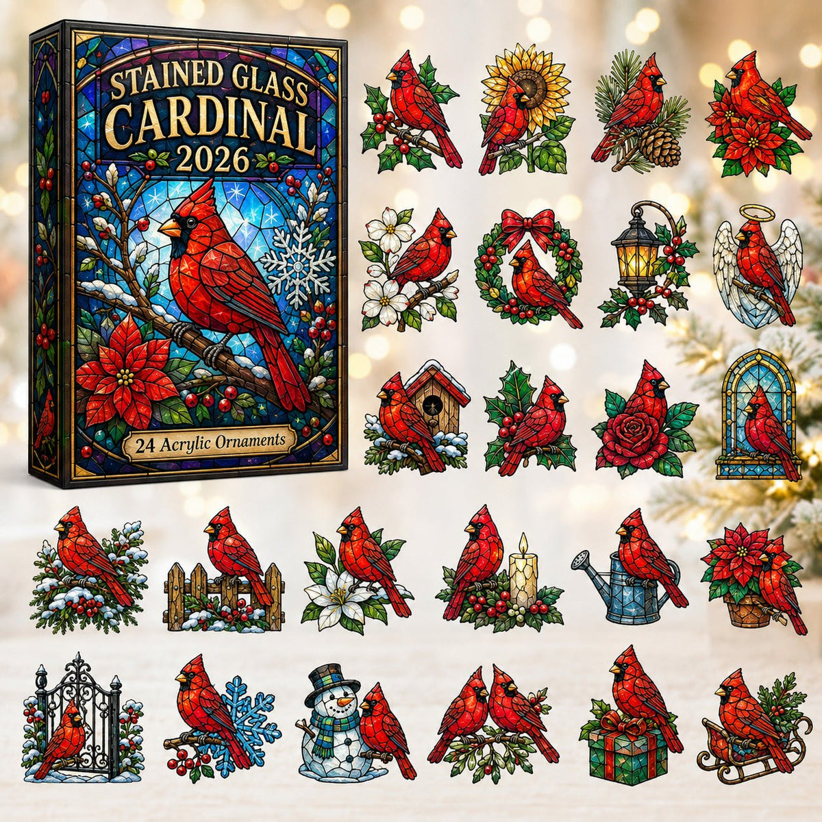 Stained Glass Cardinal advent calendar