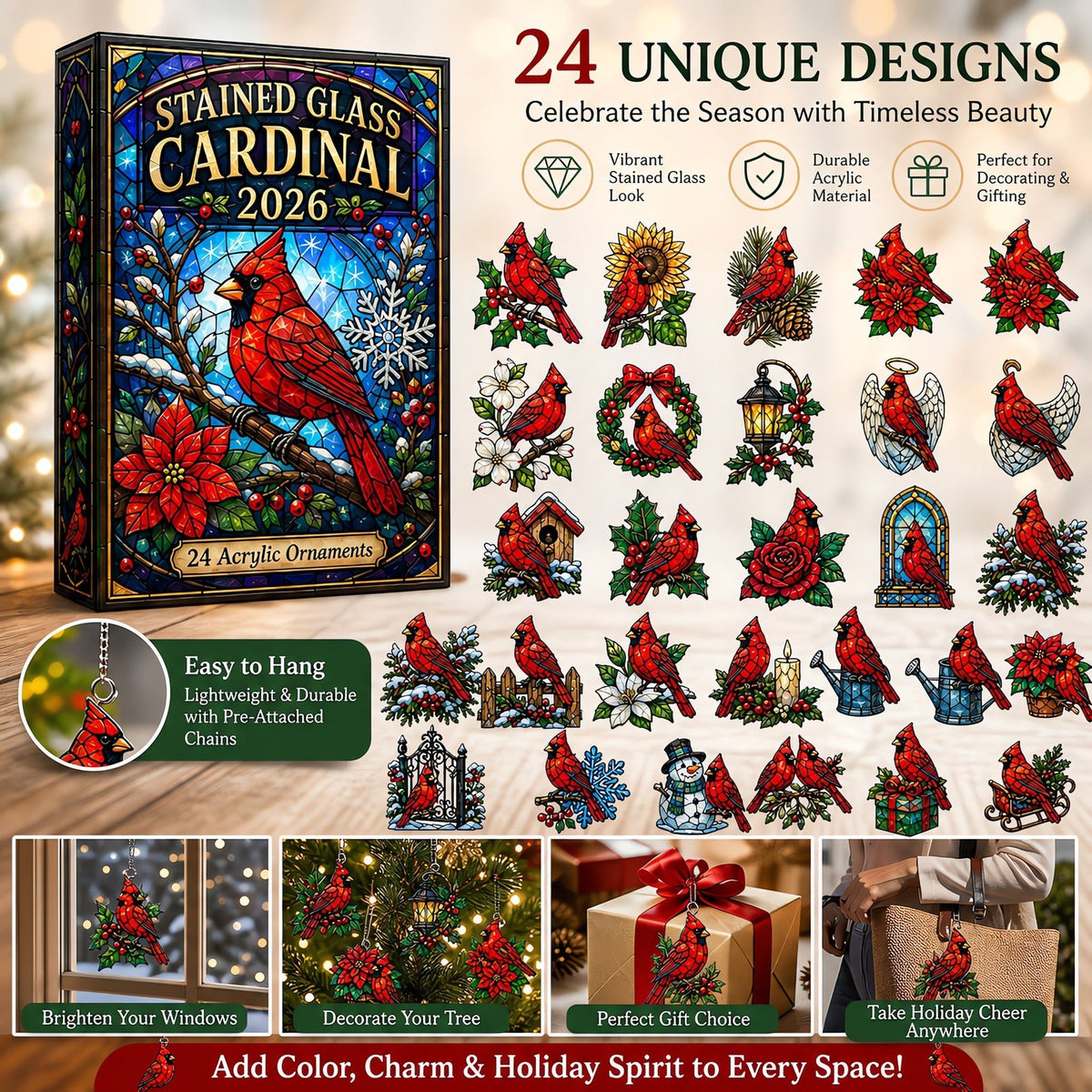 Stained Glass Cardinal advent calendar