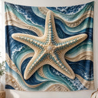 Starfish Wave Portal Wall Tapestry with printed dimensional artwork