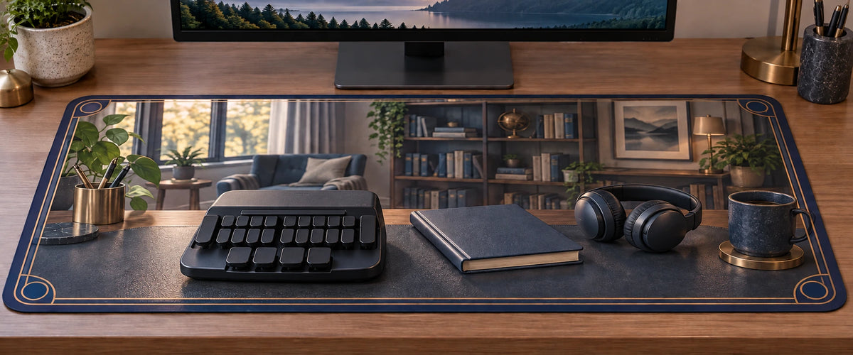 Stenography Study Desk Mat with original printed optical 3D artwork