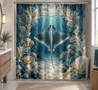 Stingray Coral Arch Shower Curtain with printed dimensional artwork
