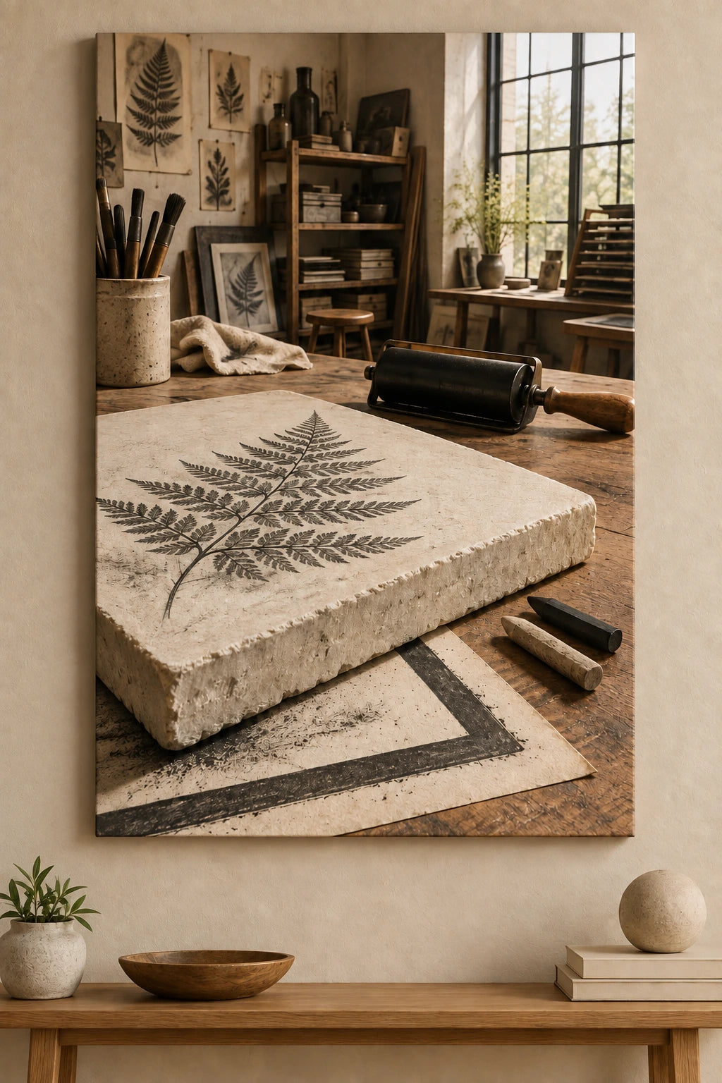 Stone Lithography Studio Stretched Canvas Wall Art with original printed optical 3D artwork