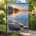 Stone Skipping Lakeshore Garden Flag with original printed optical 3D artwork