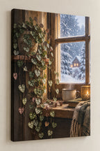 String of Hearts Winter Conservatory Canvas Wall Art with printed dimensional artwork