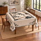 Sumi-e Bamboo Ink Studio Tablecloth with original printed optical 3D artwork