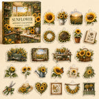 Sunflower advent calendar box with 24 printed botanical and garden acrylic charms