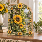 Sunflower Garden 3-Layer Wooden Block with dimensional printed artwork in a coordinated interior