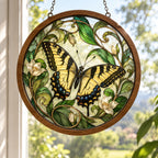 Swallowtail Butterfly Vine Spiral Wood & Acrylic Suncatcher with printed dimensional artwork