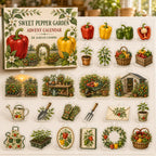 Sweet Pepper Growing advent calendar box with 24 printed acrylic garden charms