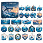 Swordfish advent calendar box with 24 themed flat printed acrylic charms