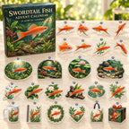 Swordtail Fish advent calendar box with 24 themed flat printed acrylic charms