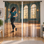 Tap Dance Rhythm Studio Window Curtain Pair with original printed optical 3D artwork
