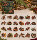 Tarantula advent calendar with 24 custom-shaped flat acrylic charms and printed dimensional artwork