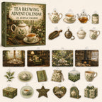 Tea Brewing advent calendar box and24 beverage-themed printed acrylic charms