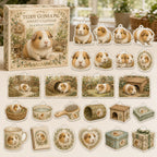 Teddy Guinea Pig calendar box and 24 flat printed acrylic charms
