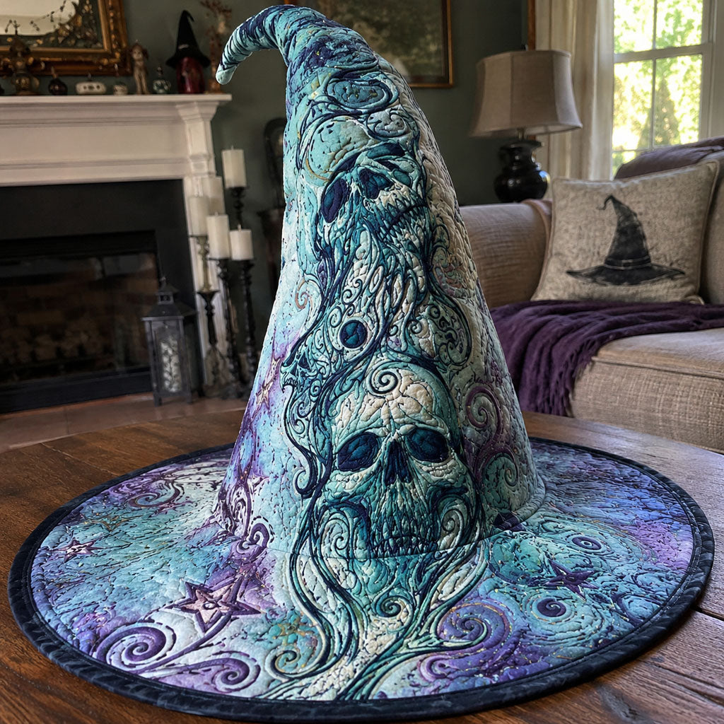 The Gothic Guardian quilted witch hat, all-over print on cone and brim
