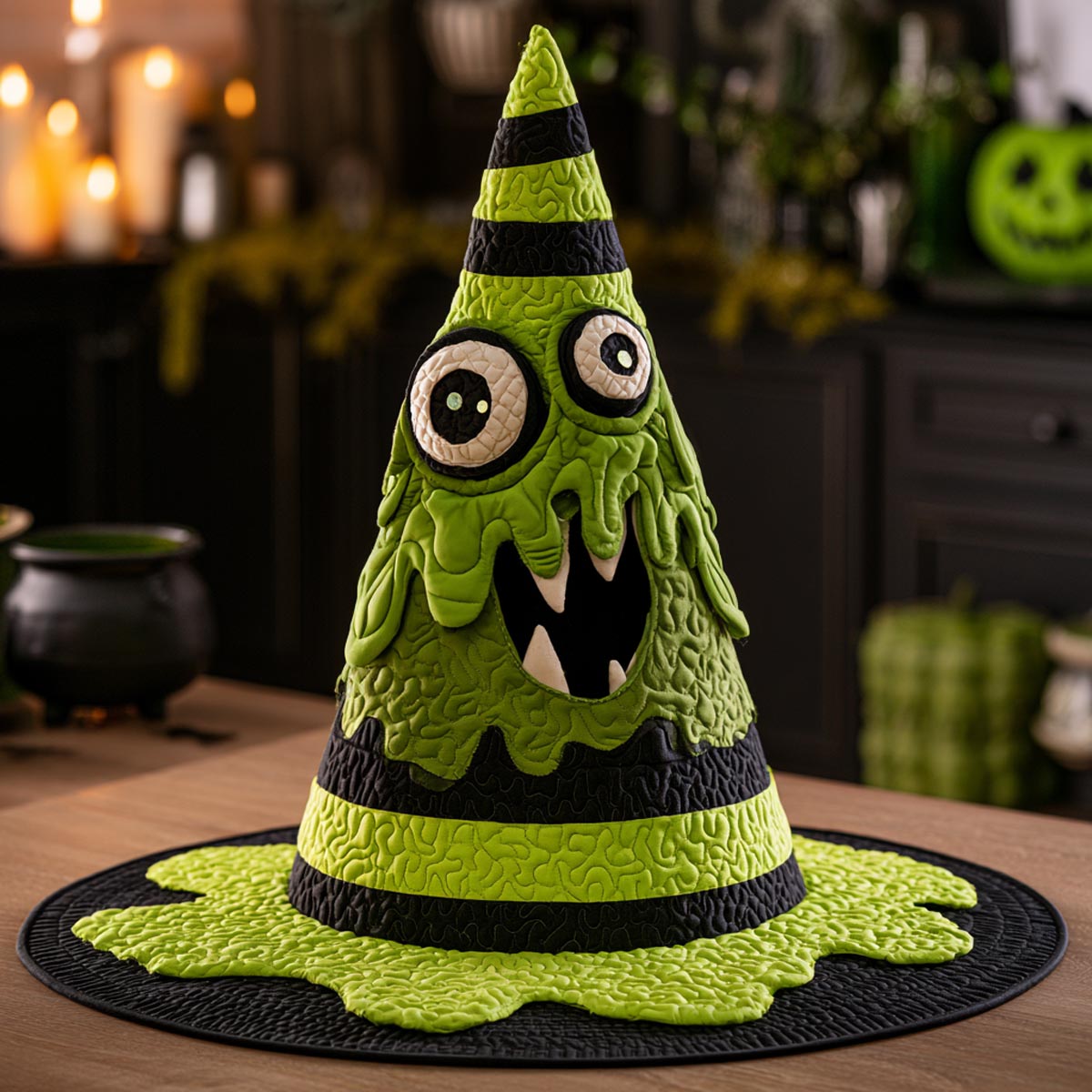 The Potion Witch quilted witch hat, all-over print on cone and brim