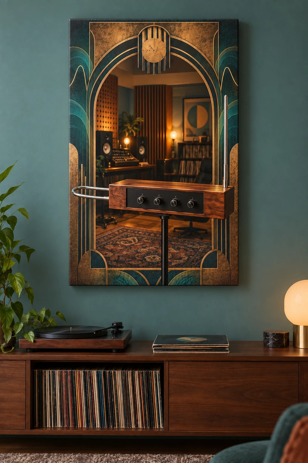 Theremin Sound Studio Stretched Canvas Wall Art with original printed optical 3D artwork