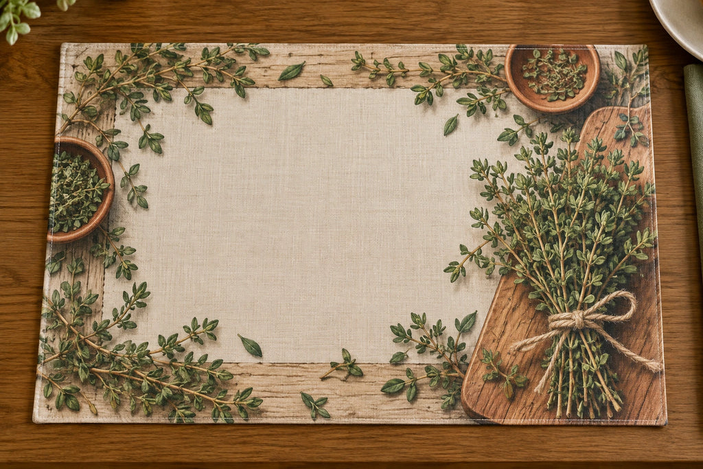 Thyme Market Bundle Placemat with printed dimensional artwork