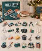 Tile Setter advent calendar with 24 custom-shaped flat acrylic charms and printed dimensional artwork