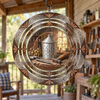 Tin Punch Lantern Workshop Wind Spinner with original printed optical 3D artwork