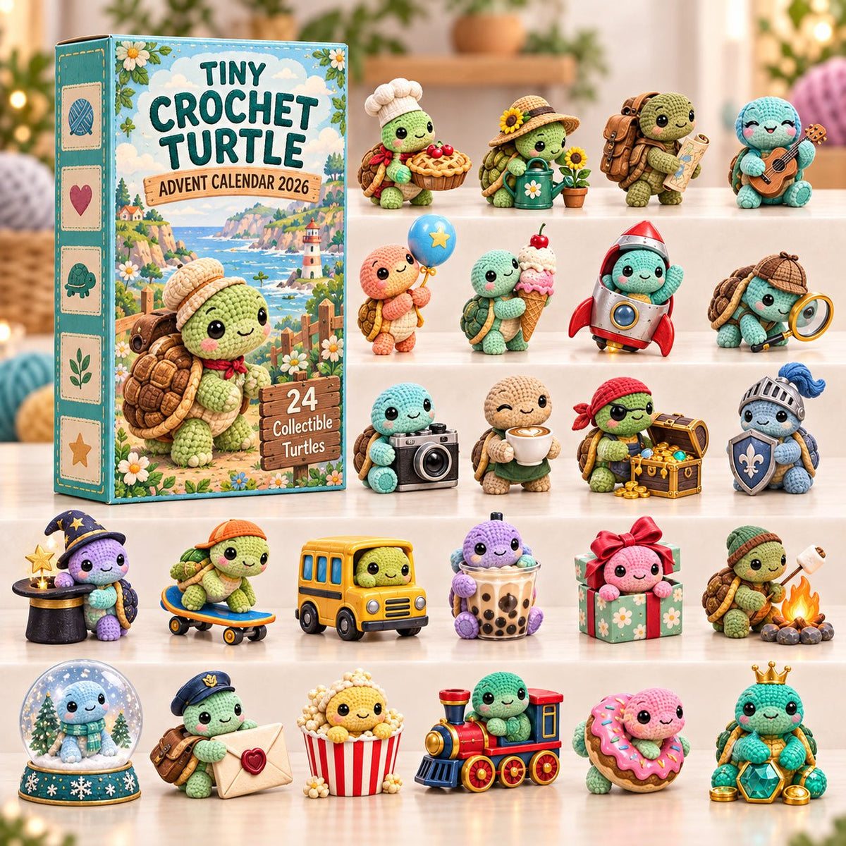 Tiny Crochet Turtle advent calendar