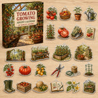 Tomato Growing advent calendar box with 24 printed botanical and garden acrylic charms