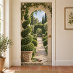 Topiary Garden Path Fabric Door Cover with original printed optical 3D artwork