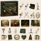 Trombone advent calendar box with 24 themed printed acrylic charms
