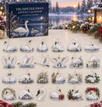Trumpeter Swan advent calendar with 24 custom-shaped flat acrylic charms and printed dimensional artwork