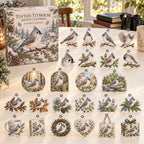 Tufted Titmouse advent calendar box with 24 themed flat printed acrylic charms