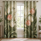 Tulip Butterfly Visitor Window Curtains with printed dimensional artwork