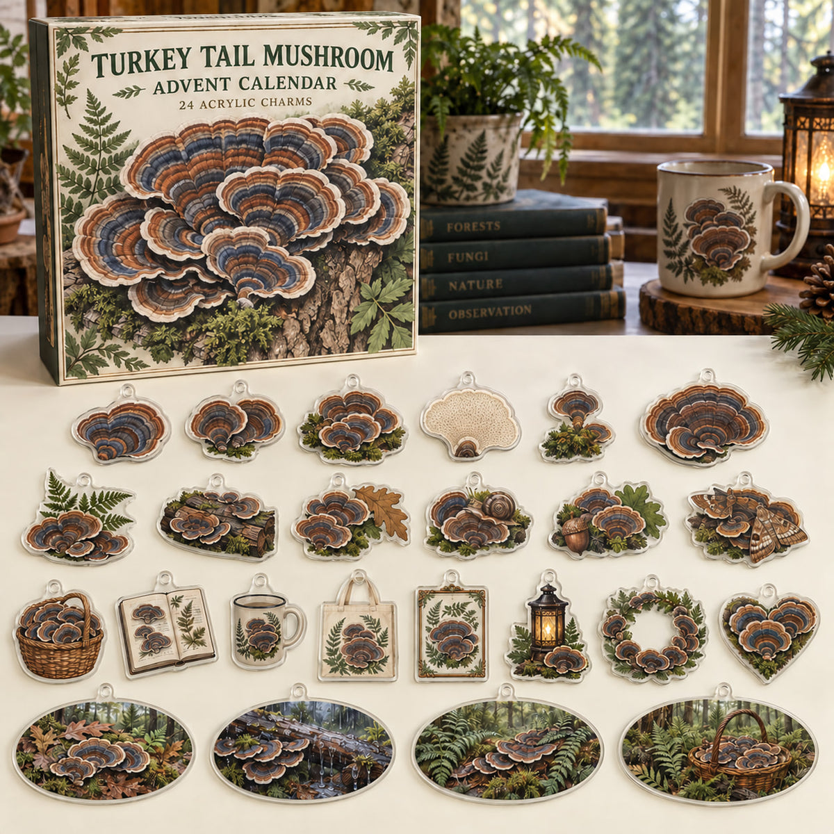 Turkey Tail Mushroom Advent Calendar - 24 Acrylic Charms