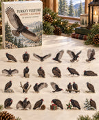 Turkey Vulture advent calendar with 24 custom-shaped flat acrylic charms and printed dimensional artwork