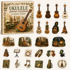 Ukulele advent calendar with 24 printed acrylic music charms