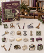 Upholsterer advent calendar with 24 custom-shaped flat acrylic charms and printed dimensional artwork