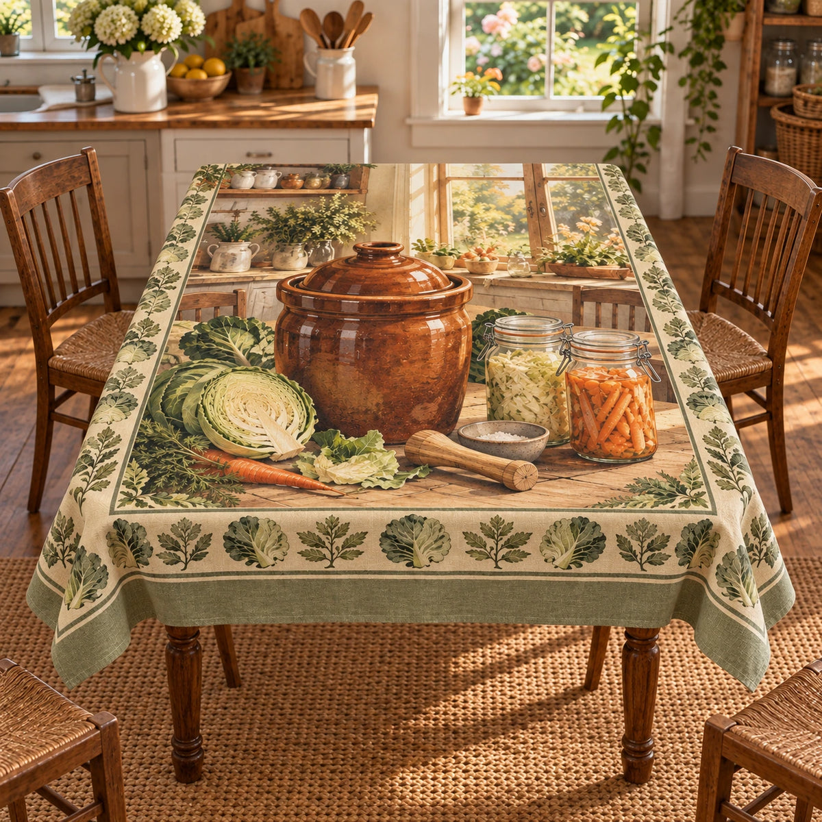 Vegetable Fermentation Tablecloth with original printed optical 3D artwork
