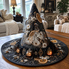 Victorian Shadows quilted witch hat, all-over print on cone and brim