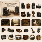 Vintage Camera Collecting advent calendar box with 24 printed acrylic collectible motifs