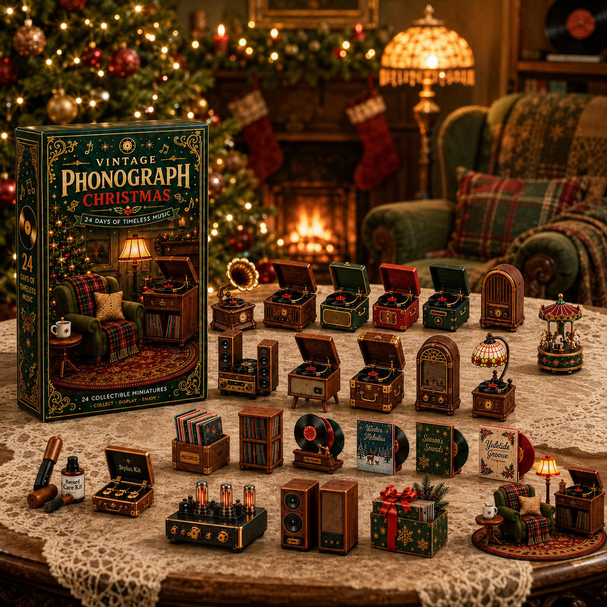 Vintage Phonograph Christmas advent calendar