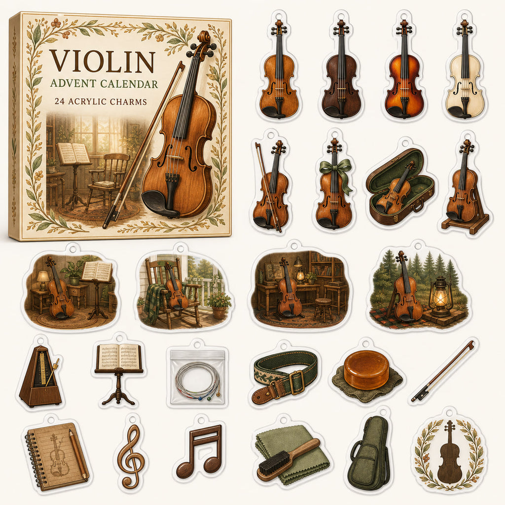 Violin advent calendar with 24 printed acrylic music charms