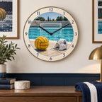Water Polo Poolside Wooden Wall Clock with original printed optical 3D artwork